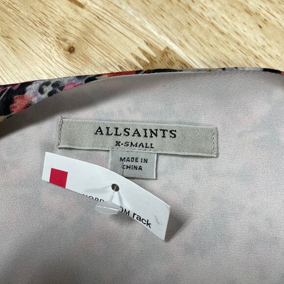 Allsaints NWT Delana Wilde Floral Wrap Chiffon Dress Size XS *Small Tear at Hem - Picture 5 of 9